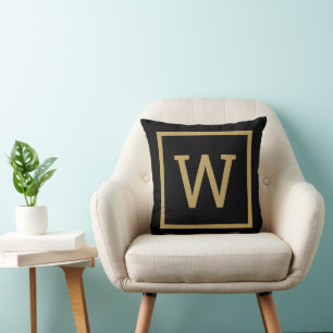 Almofada Monograma Moderno Dourado e Preto