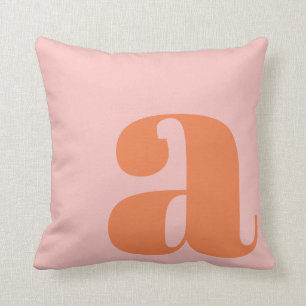 Almofada Monograma Moderno Inicial Letra Rosa Laranja Paste