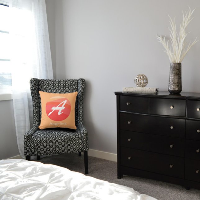 Almofada Monograma Moderno - Travesseiro decorativo laranja (Criador carregado)