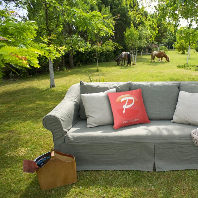 Almofada Monograma Moderno - Travesseiro decorativo laranja (Criador carregado)