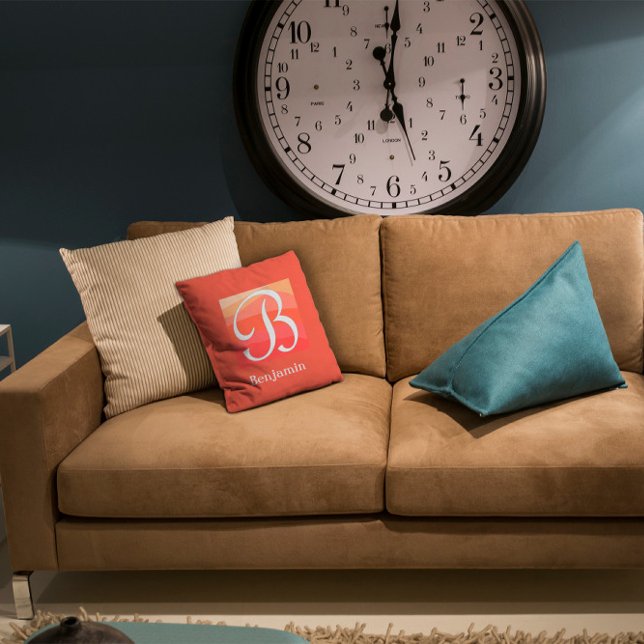 Almofada Monograma Moderno - Travesseiro decorativo laranja (Criador carregado)