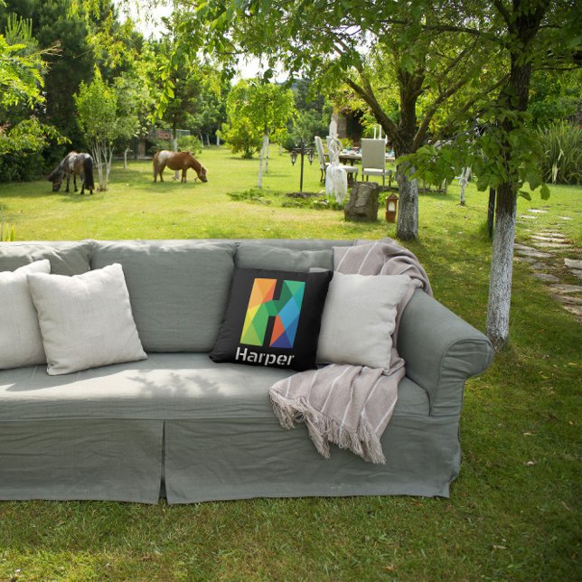 Almofada Monograma Moderno - Travesseiro decorativo preto i (Criador carregado)