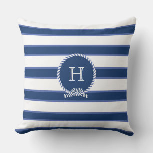 Almofada Monograma Náutico Branco Branco Marinho Azul Estir