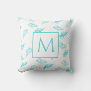 Almofada Monograma náutico Cascas de Caça Aqua Azul Teal