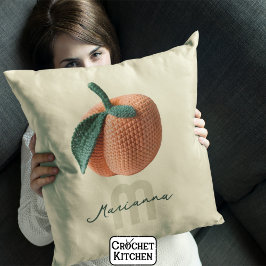 Almofada Monograma Nome Mínimo Moderno de Peach Crochet