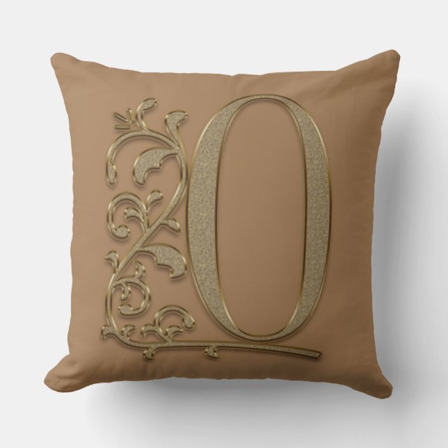 Almofada Monograma O Marrom Rico, Família, Casamento Aniver (Frente)