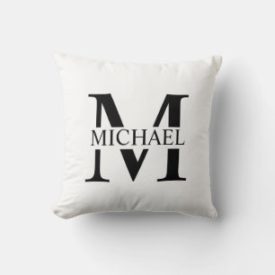 Almofada Monograma Personalizado Branco e Nome