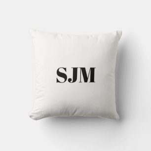 Almofada Monograma personalizado branco preto mínimo