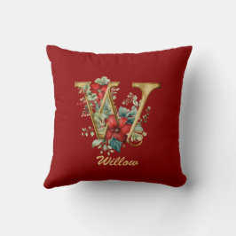 Almofada Monograma personalizado com Ornamentado vermelho d