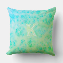 Almofada Monograma Personalizado Costeiro Grunge Aquarela T