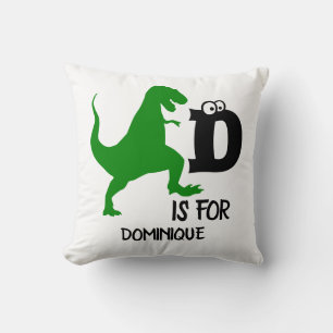 Almofada Monograma personalizado D é para o T Rex fofo do d