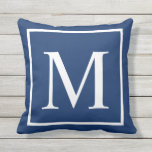 Almofada Monograma Personalizado de Azul Clássico Elegante<br><div class="desc">Elegante Azul Clássico Personalize o travesseiro decorativo do monograma. Personalize e personalize substituindo o inicial conforme desejado.</div>