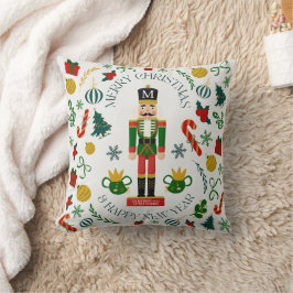 Almofada Monograma personalizado de biscoitos de Natal feli