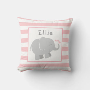 Almofada Monograma Personalizado de Blush Moderno e Elefant