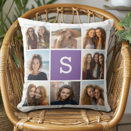 Almofada Monograma Personalizado de Colagem de Fotos Branca