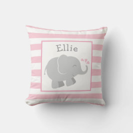 Almofada Monograma Personalizado de Elefante Moderno Rosa e