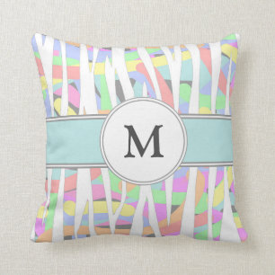 Almofada Monograma Personalizado de Impressão do Pastel Ra
