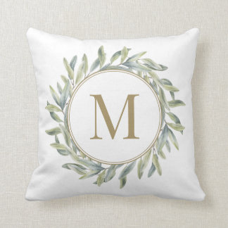 Almofada Monograma Personalizado de Laurel Wreath