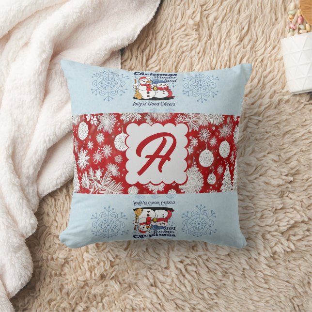 Almofada Monograma Personalizado de Natal Vermelho e Branco (Cobertor)