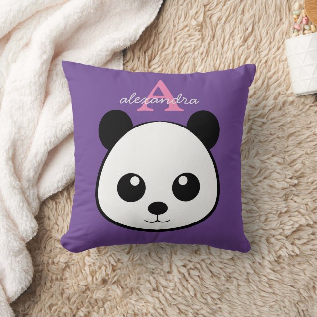 Almofada Monograma personalizado de panda bonito (Cobertor)