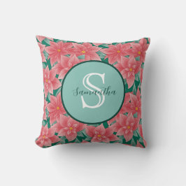 Almofada Monograma Personalizado de Poinsettia de Natal