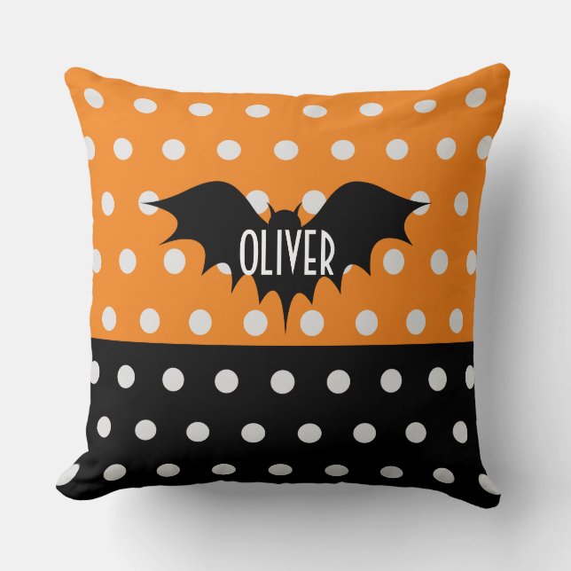 Almofada Monograma personalizado de truques ou tratamentos  (Frente)