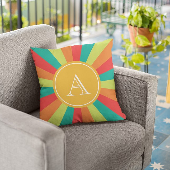Almofada Monograma Personalizado de Verão Quente Roda de Co (Criador carregado)