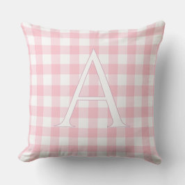Almofada Monograma Personalizado de Xadrez Rosa para Menina