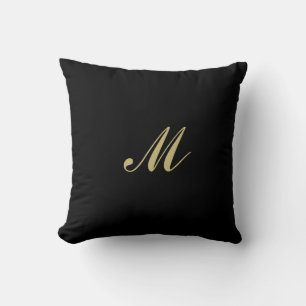 Almofada Monograma personalizado Dourado preto travesseiro