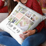 Almofada Monograma Personalizado Esta é a Colagem de Fotos<br><div class="desc">Travesseiro monograma com as palavras "este somos nós" em um roteiro de na moda com 8 fotos quadradas dispostas em um layout de grade na frente e no verso fazer 16 fotos no total que você pode substituir por suas próprias fotos em um fundo branco. Você também pode adicionar a...</div>