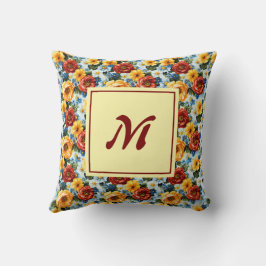 Almofada Monograma Personalizado – Floral Moderno Elegante