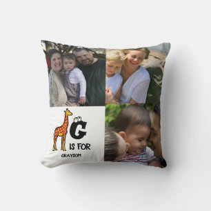 Almofada Monograma personalizado G para girafas girafas gir