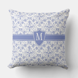Almofada Monograma Personalizado no Padrão do Periwinkle Az