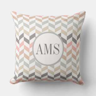 Almofada Monograma Personalizado Pastel Herringbone