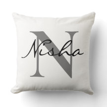 Monograma Personalizado Preto e Cinza com Nome da