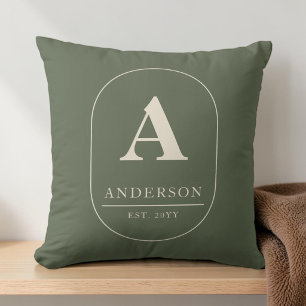 Almofada Monograma Personalizado Verde Oliva Família Estabe