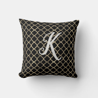 Almofada Monograma Preto e Dourado Quatrefoil
