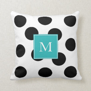 Almofada Monograma preto moderno da cerceta das listras dos