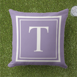 Almofada Monograma Quadrado Branco Roxo Clássico