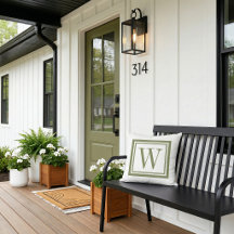 Monograma Quadrado Clássico em Verde Oliva e Branc