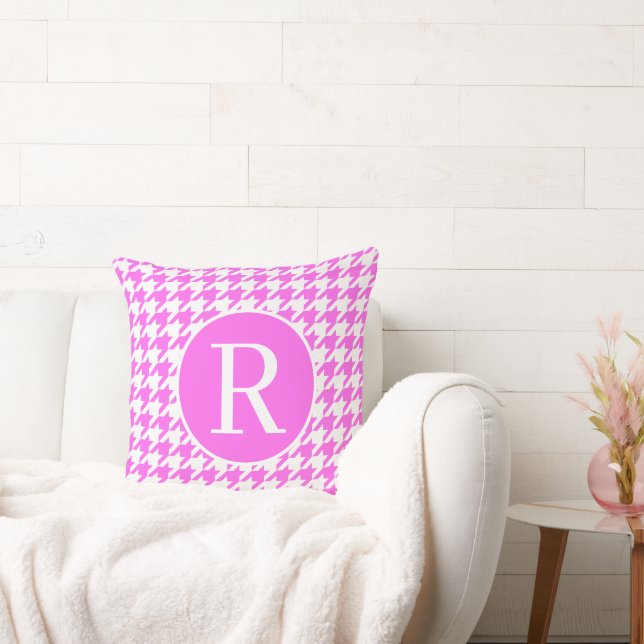 Almofada Monograma RF Classf Serif Pink Houndstooth (Sofá)