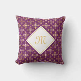 Almofada Monograma Roxo e Dourado Quatre Floral