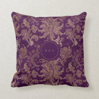 monograma roxo real de damasco de ouro