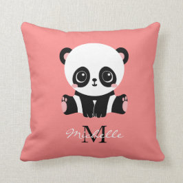 Almofada Monograma Sentado Sentado Panda Salmão Personaliza