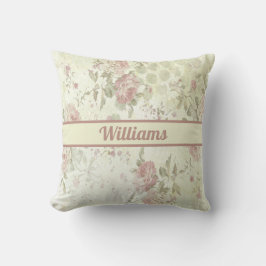 Almofada Monograma Shabby Chic Rosa Verde Floral Rosa