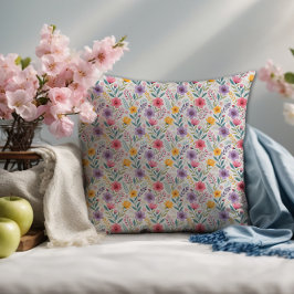 Almofada Monograma simples de flor selvagem de cinzas leves