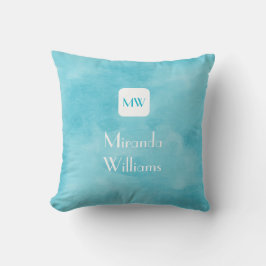 Almofada Monograma Simples e Quic Aqua Turquoise com Nome
