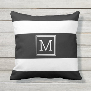 Almofada Monograma Simples Moderno, em Preto e Branco