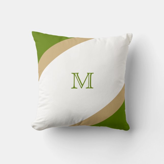 Almofada Monograma Simples Verde e Branco (Frente)