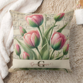 Almofada Monograma - Tuliphas Rosa e Verde